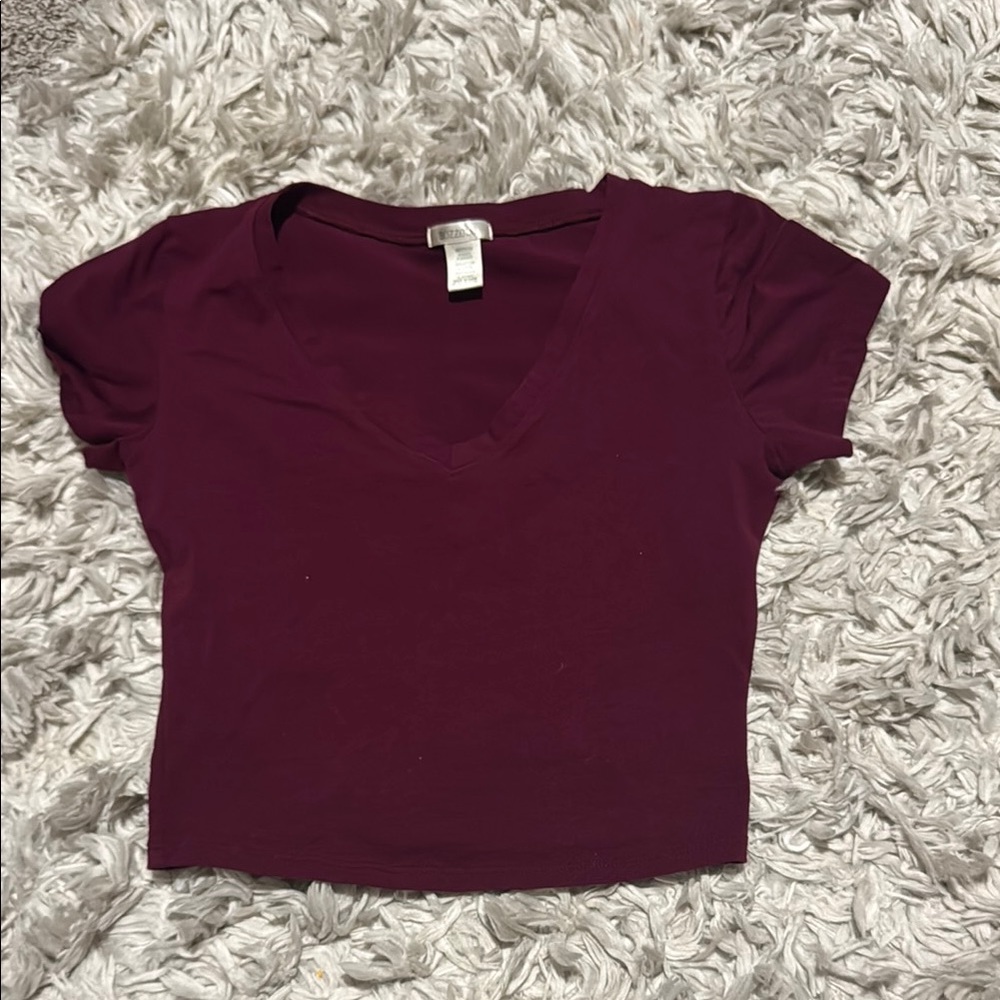 Bozzolo Deep Purple V-Neck Crop Top